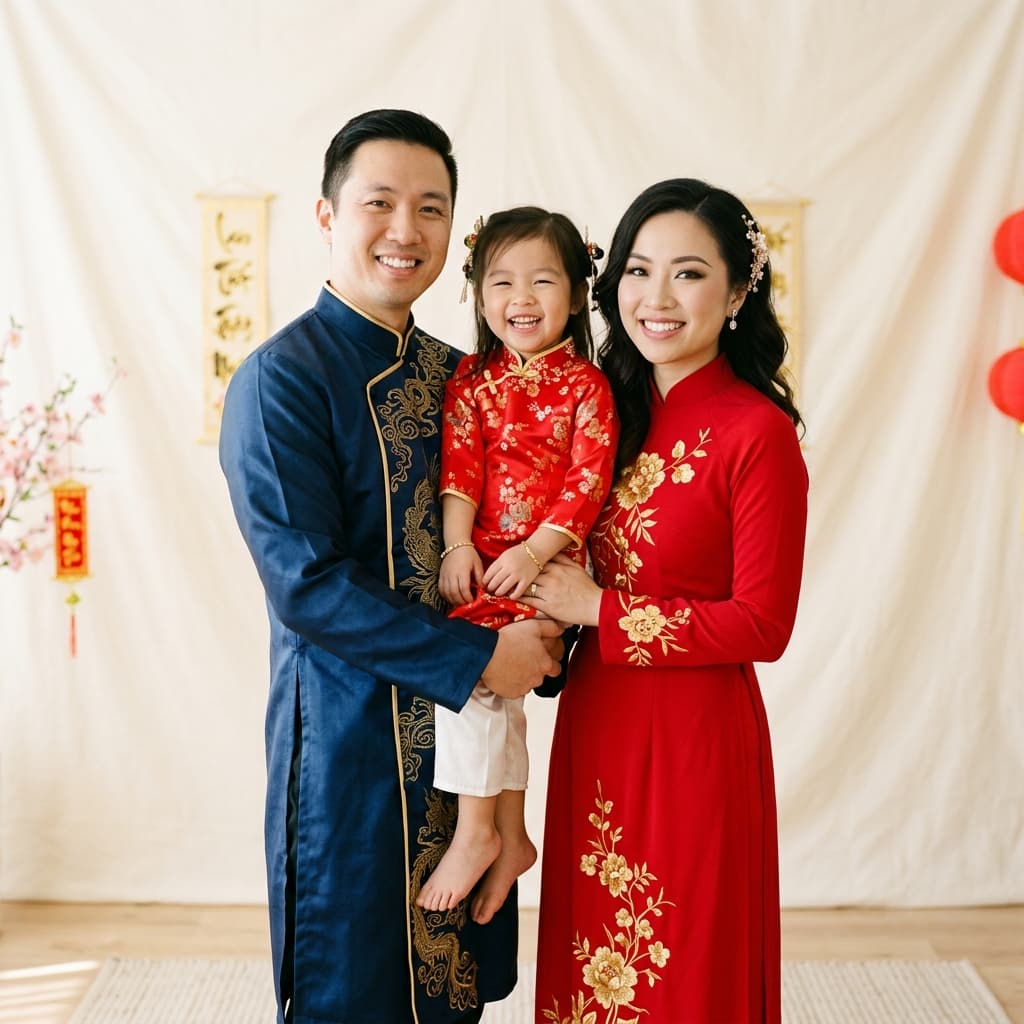 Áo Dài Gia Đình Nhã Nhặn